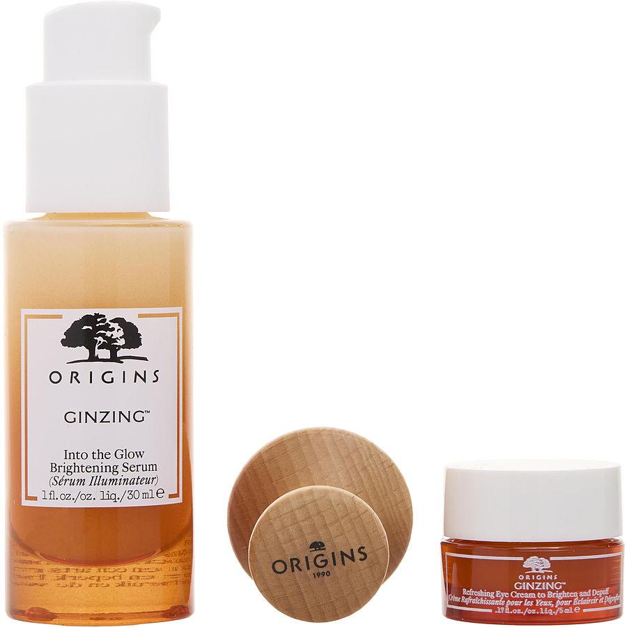 Rise & Radiate Set: GinZing Into The Glow Brightening Serum 30ml + Refreshing Eye Cream 5ml + Eye Massage Tool - detoks.ca